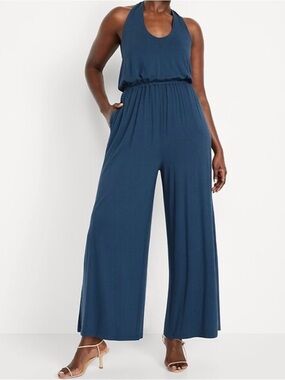 Old Navy Deep Navy Backless Halter Jumpsuit